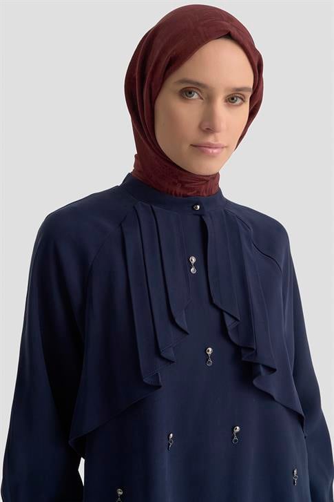 Armine Aksesuar Detaylı Tencel Tunik 25K4945 Lacivert
