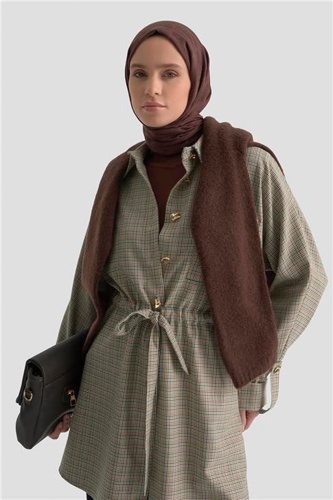 Armine Ekose Desen Büzgülü Tunik 25K4976 Ekose