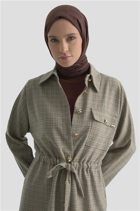 Armine Ekose Desen Büzgülü Tunik 25K4976 Ekose