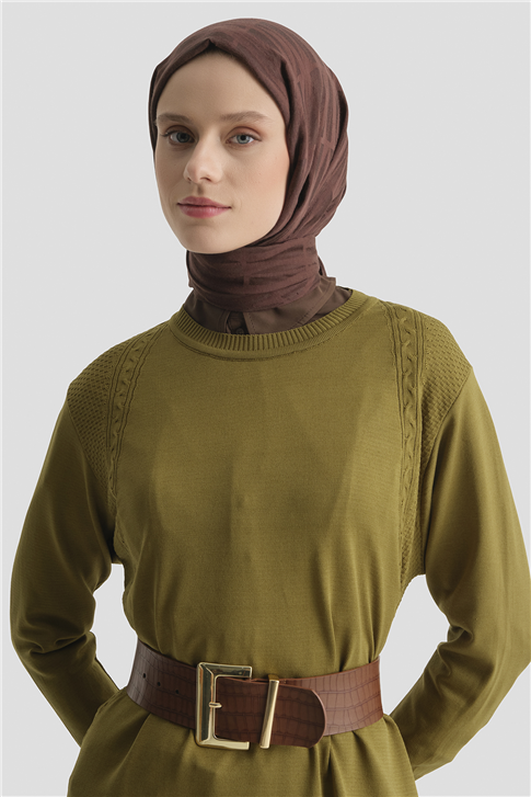 Armine Triko Tunik 25KD5005 Yağ Yeşili