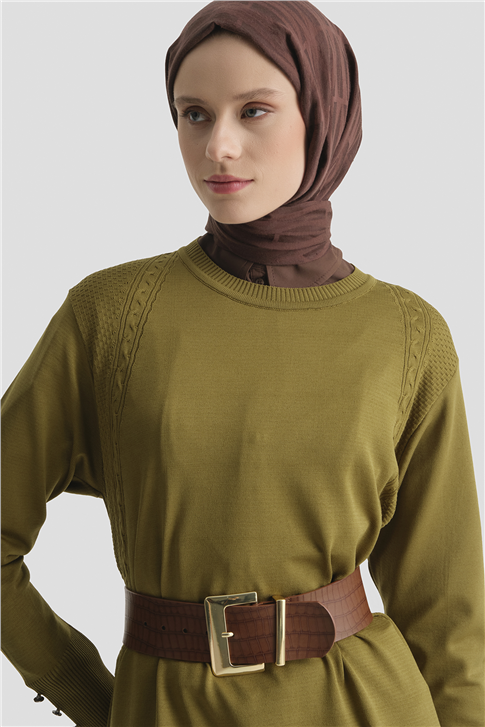 Armine Triko Tunik 25KD5005 Yağ Yeşili