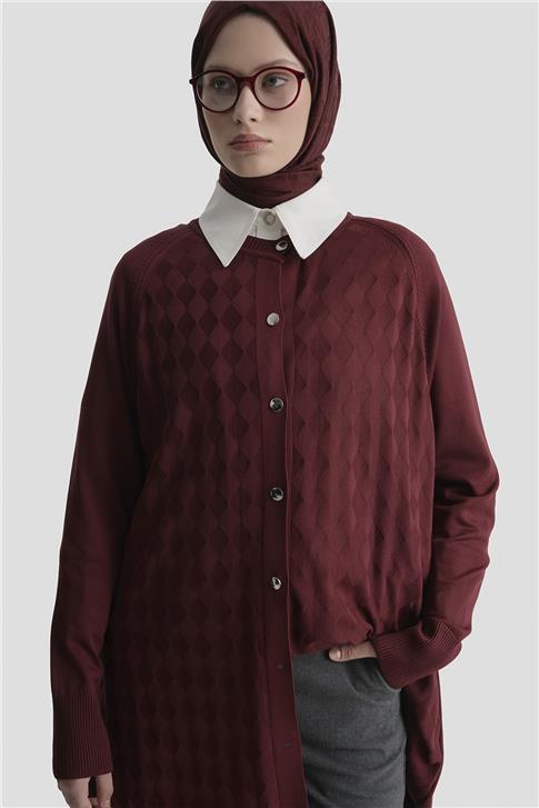 Armine Triko Hırka 25KD5093 BORDO