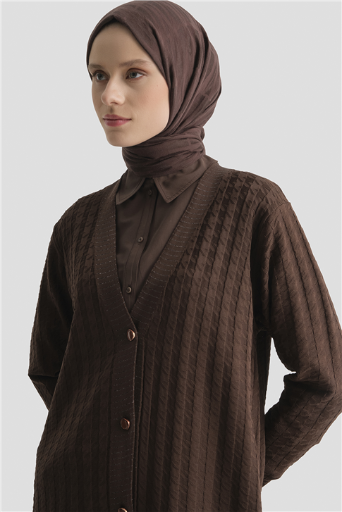 Triko Ceket 25KD5094 Kahve