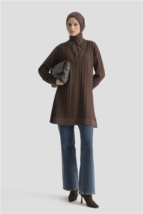 Triko Ceket 25KD5094 Kahve