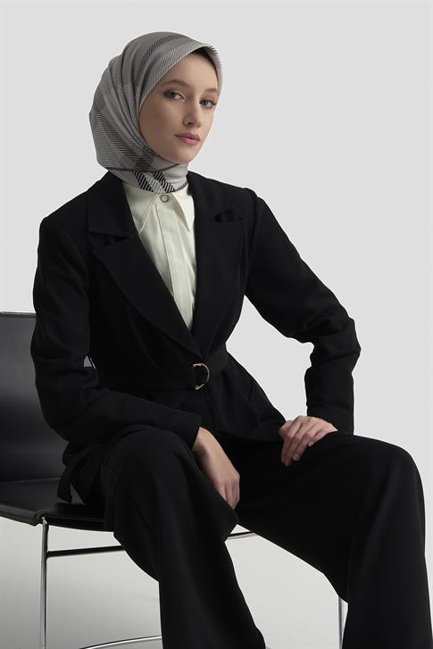 Armine Kemerli Ceket 25K5103 Siyah