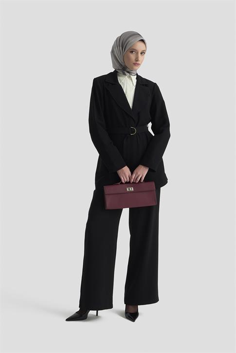 Armine Kemerli Ceket 25K5103 Siyah