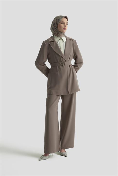 Armine Kemerli Ceket 25K5103 Vizon