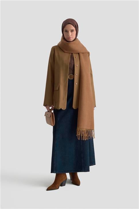Armine Etek Ucu Lazer Kesimli Ceket 25K5131 Camel