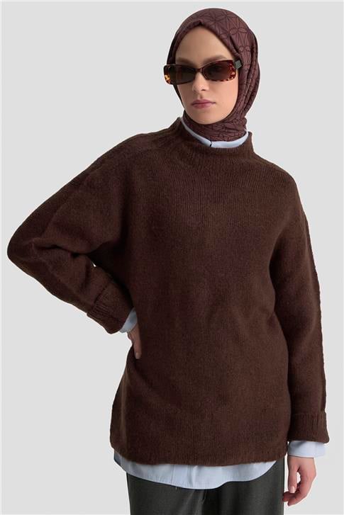 Armine Düz Triko 25KD6001 Kahverengi