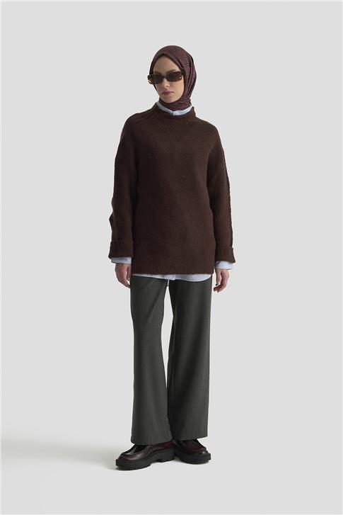 Armine Düz Triko 25KD6001 Kahverengi