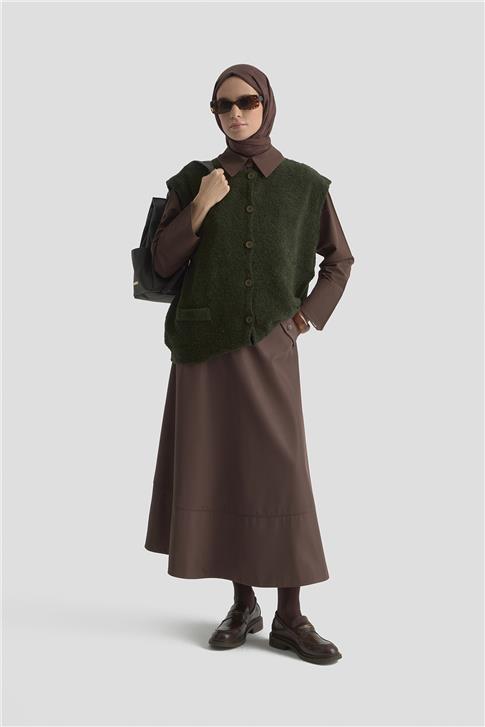 Armine Oversize Triko Yelek 25KD6011 Haki