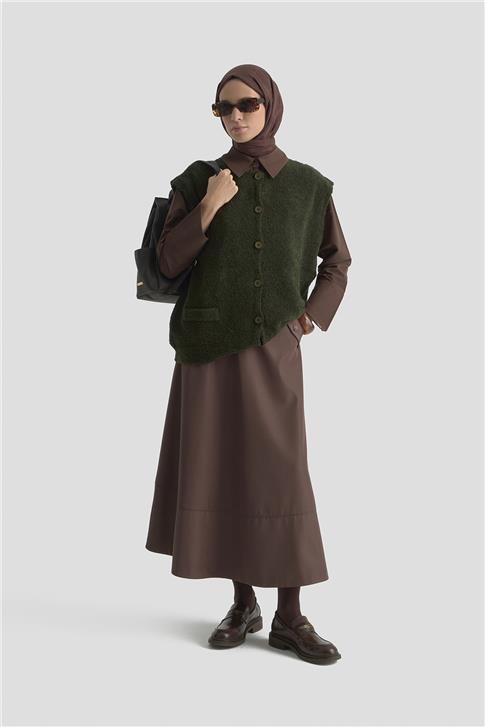 Armine Oversize Triko Yelek 25KD6011 Haki