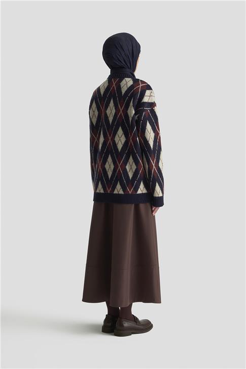 Armine Baklava Desenli Kazak 25KD6004 Lacivert