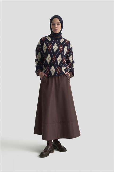 Armine Baklava Desenli Kazak 25KD6004 Lacivert