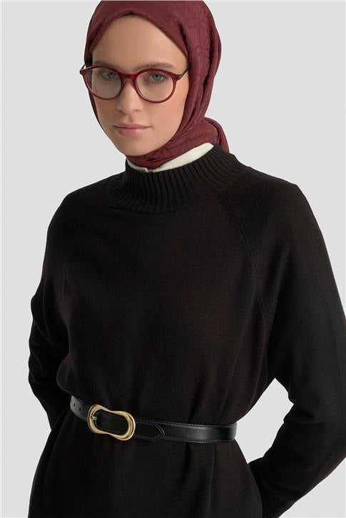 Armine Düğmeli Basic Oversize Kazak 25KD6016 Siyah