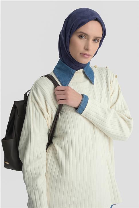 Armine Yüksek Yaka Triko Kazak 25KD6019 Ekru