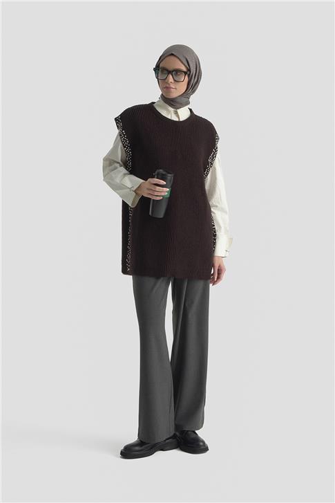 Armine Taş Detaylı Yelek 25KD6009 Siyah