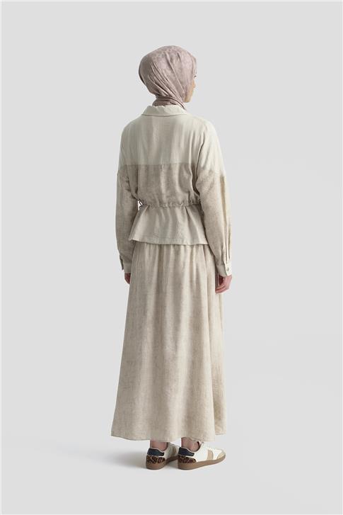 Armine Efekt Kumaşlı Ceketli Takım 25K6105 Vizon