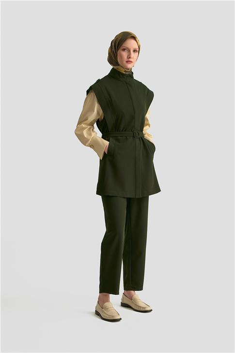 Armine Apoletli Yelekli Takım 25K6127 Haki