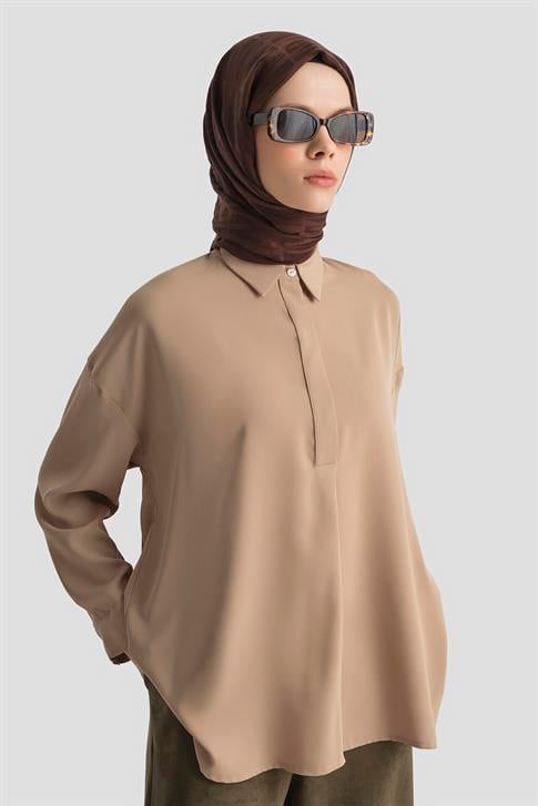 Armine Gömlek 25KD7001 Acı Kahve