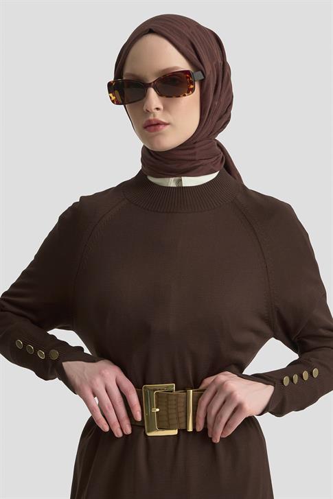 Armine Elbise 25KD7002 Acı Kahve
