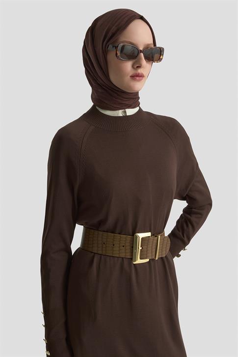 Armine Elbise 25KD7002 Acı Kahve