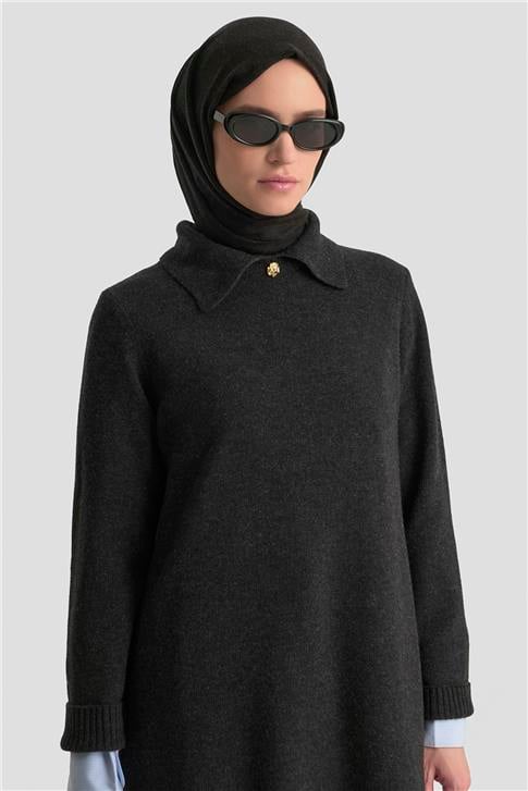 Armine Polo Yaka Triko Tunik 25KD7003 Antrasit