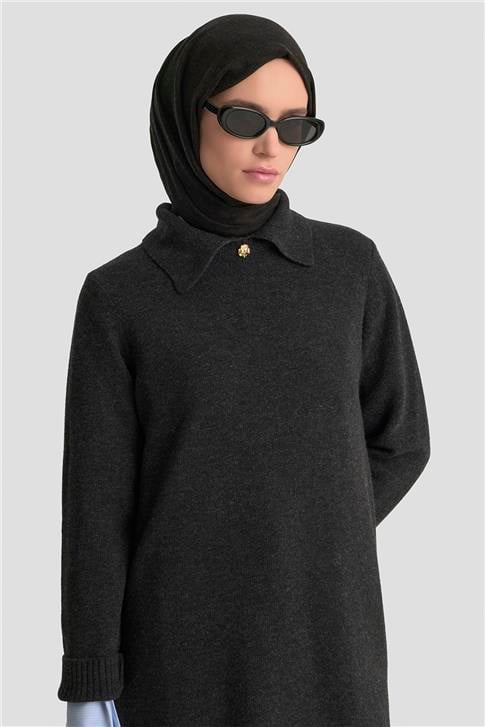 Armine Polo Yaka Triko Tunik 25KD7003 Antrasit