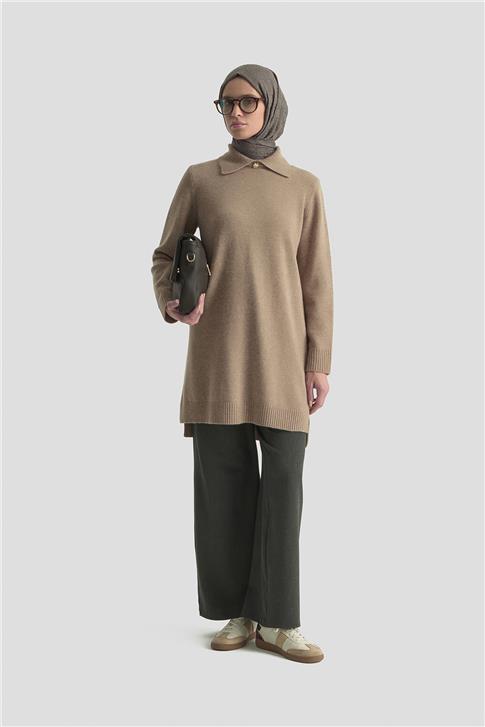 Armine Polo Yaka Triko Tunik 25KD7003 Camel