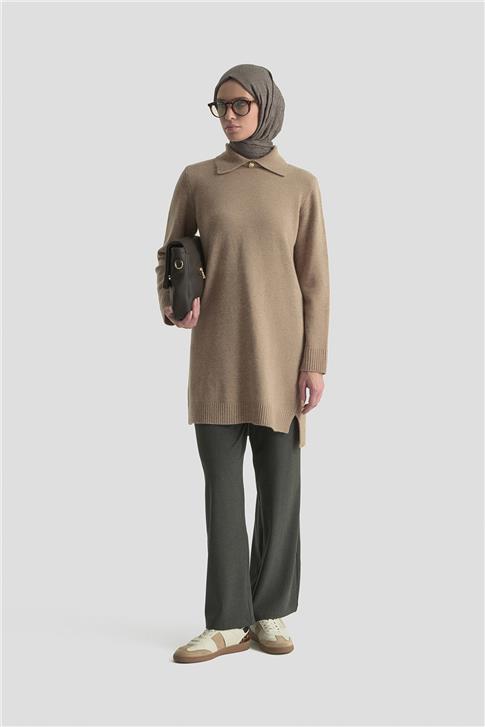 Armine Polo Yaka Triko Tunik 25KD7003 Camel
