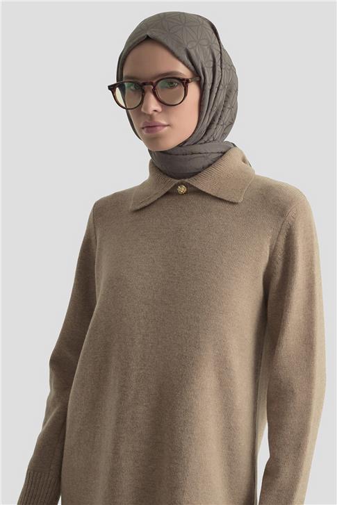 Armine Polo Yaka Triko Tunik 25KD7003 Camel
