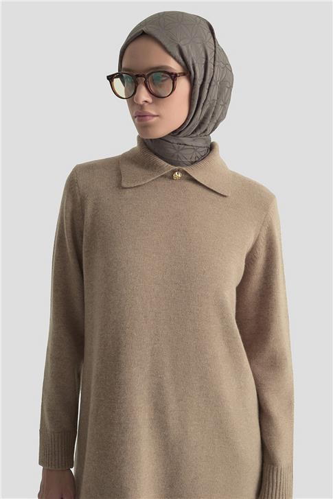 Armine Polo Yaka Triko Tunik 25KD7003 Camel