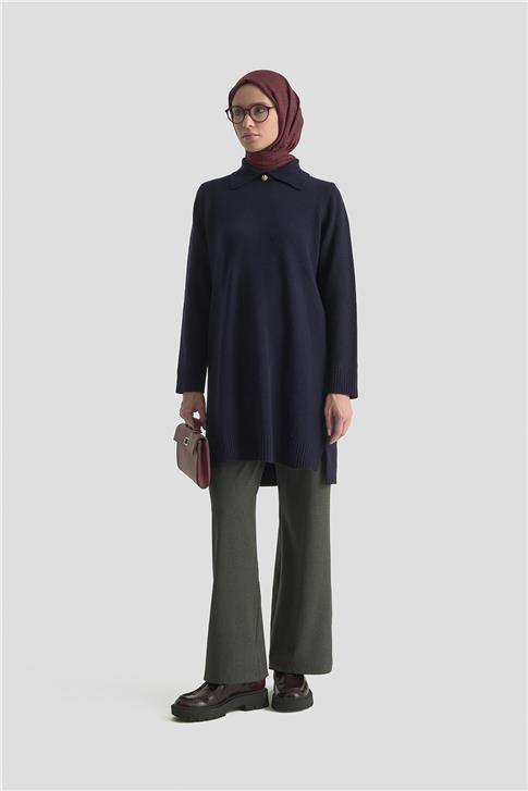 Armine Polo Yaka Triko Tunik 25KD7003 Lacivert