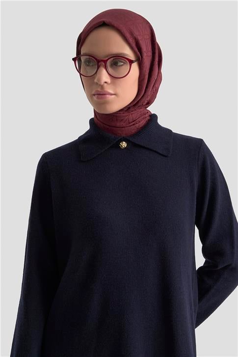 Armine Polo Yaka Triko Tunik 25KD7003 Lacivert