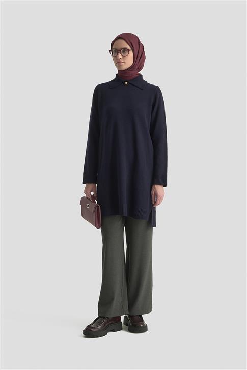 Armine Polo Yaka Triko Tunik 25KD7003 Lacivert