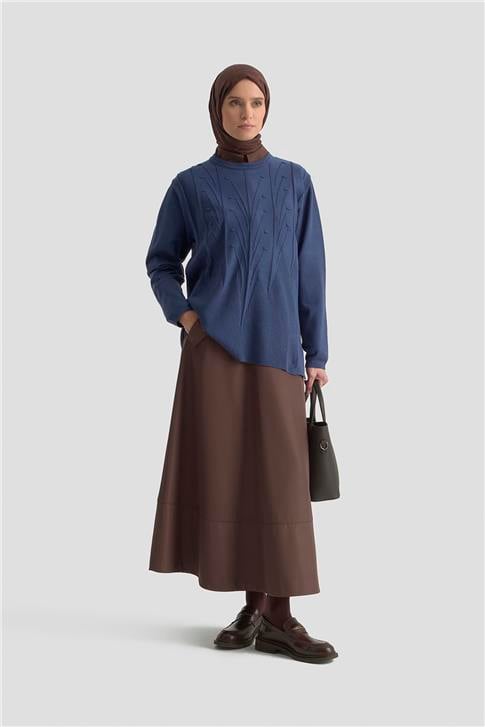 Armine Başak Desenli Kazak 25KD7006 İndigo