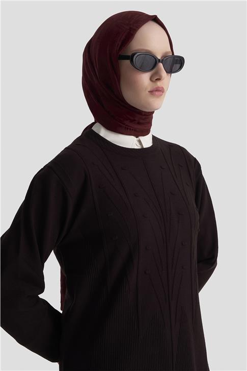 Armine Başak Desenli Kazak 25KD7006 Siyah