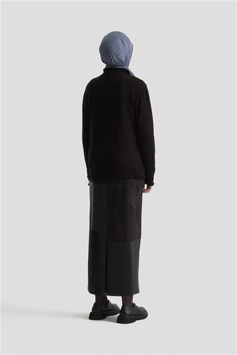 Armine Fırfır Detaylı Kazak 25KD7007 Siyah