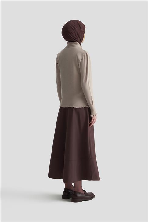 Armine Fırfır Detaylı Kazak 25KD7007 Taş