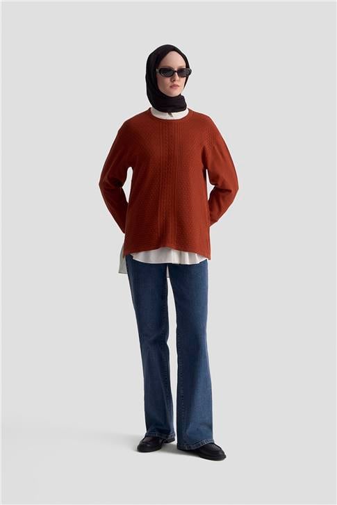 Armine Desenli Kazak 25KD7008 Kiremit