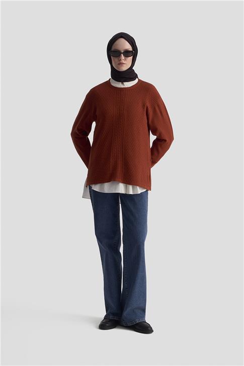 Armine Desenli Kazak 25KD7008 Kiremit