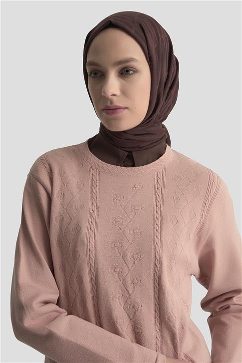 Armine Desenli Kazak 25KD7009 Pudra