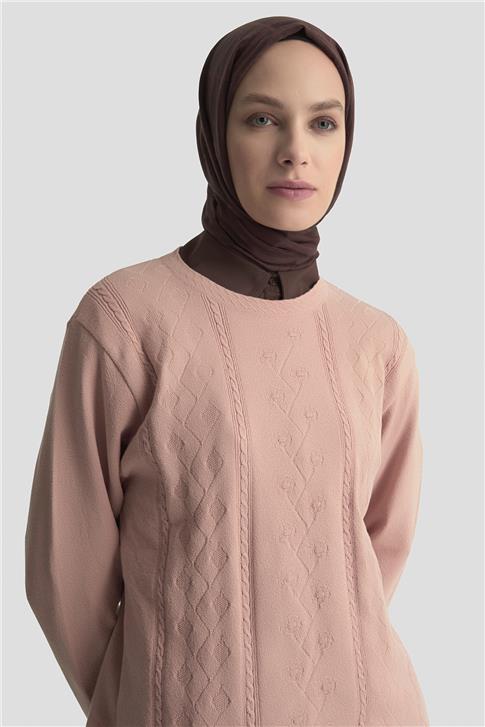 Armine Desenli Kazak 25KD7009 Pudra