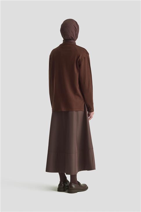 Armine Desenli Kazak 25KD7010 Kahverengi