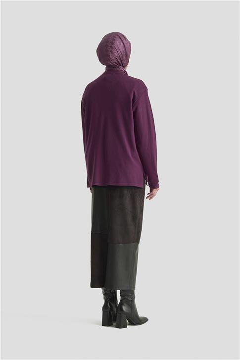 Armine Desenli Kazak 25KD7010 Mürdüm