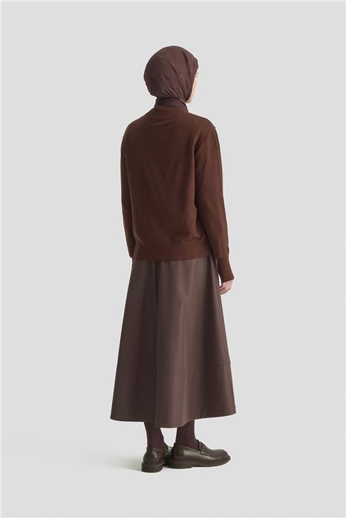 Armine Düğme Detaylı Basic Hırka 25KD7012 Kahverengi