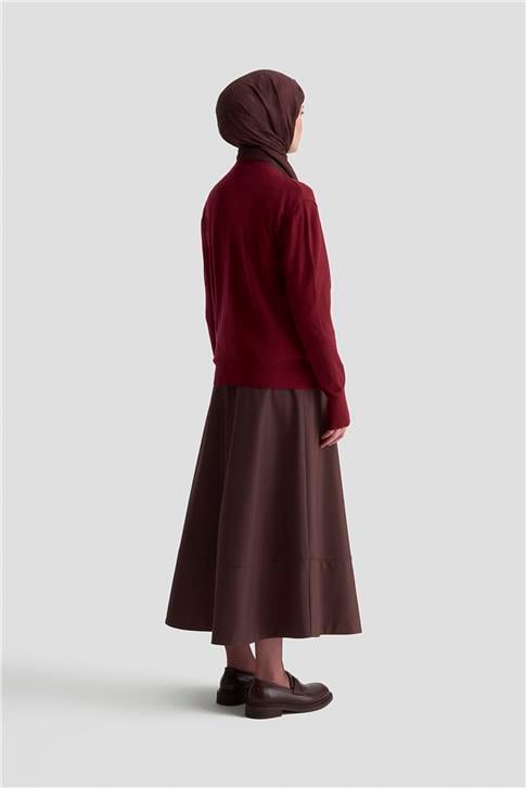 Armine Düğme Detaylı Basic Hırka 25KD7012 Bordo