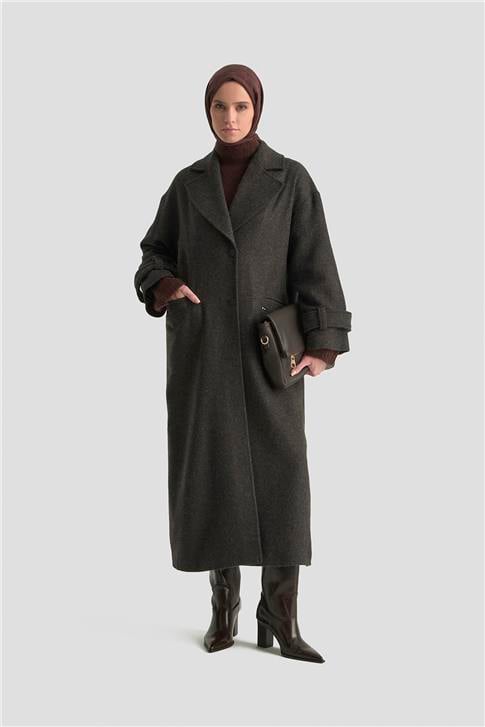 Armine Yanları Yırtmaçlı Kaban 25K7024 Antrasit