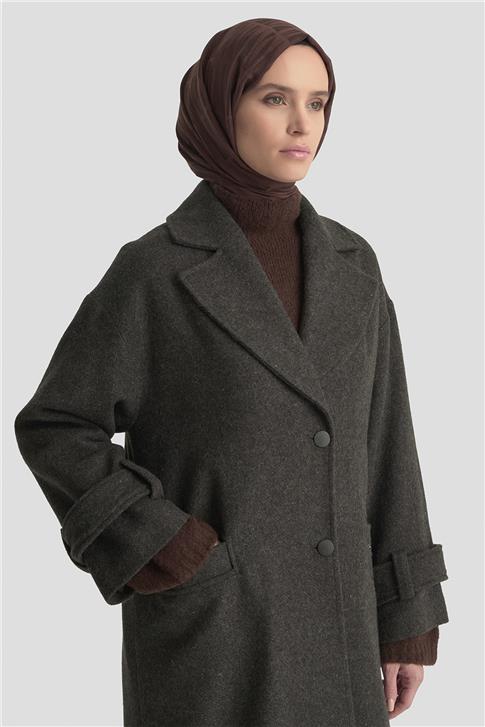 Armine Yanları Yırtmaçlı Kaban 25K7024 Antrasit