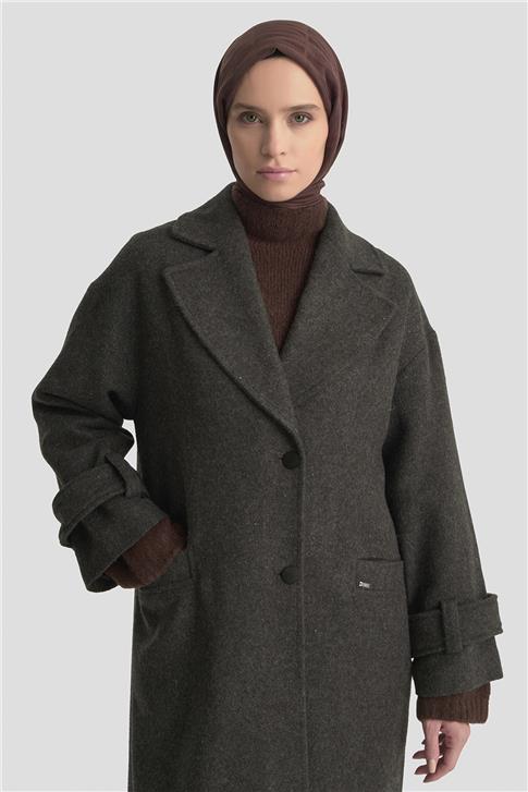 Armine Yanları Yırtmaçlı Kaban 25K7024 Antrasit